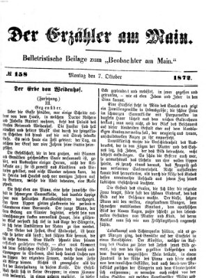 Der Erzähler am Main (Beobachter am Main und Aschaffenburger Anzeiger) Montag 7. Oktober 1872