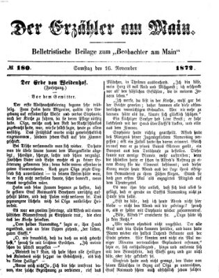 Der Erzähler am Main (Beobachter am Main und Aschaffenburger Anzeiger) Samstag 16. November 1872