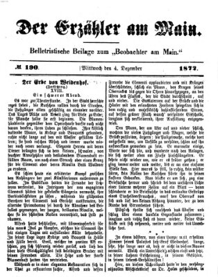 Der Erzähler am Main (Beobachter am Main und Aschaffenburger Anzeiger) Mittwoch 4. Dezember 1872