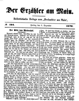 Der Erzähler am Main (Beobachter am Main und Aschaffenburger Anzeiger) Freitag 6. Dezember 1872