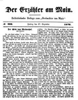 Der Erzähler am Main (Beobachter am Main und Aschaffenburger Anzeiger) Freitag 27. Dezember 1872