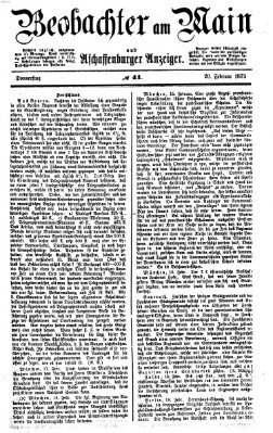 Beobachter am Main und Aschaffenburger Anzeiger Donnerstag 20. Februar 1873