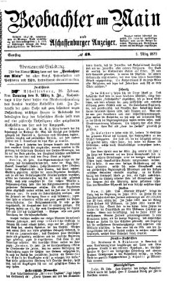 Beobachter am Main und Aschaffenburger Anzeiger Samstag 1. März 1873