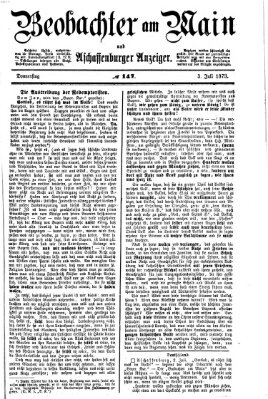 Beobachter am Main und Aschaffenburger Anzeiger Donnerstag 3. Juli 1873