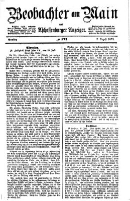 Beobachter am Main und Aschaffenburger Anzeiger Samstag 2. August 1873