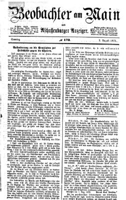 Beobachter am Main und Aschaffenburger Anzeiger Sonntag 3. August 1873