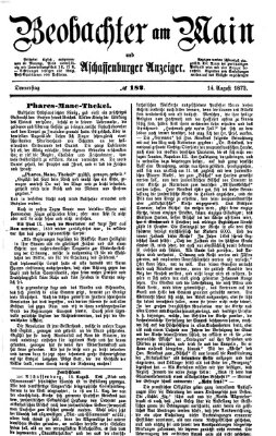 Beobachter am Main und Aschaffenburger Anzeiger Donnerstag 14. August 1873