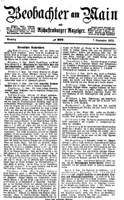 Beobachter am Main und Aschaffenburger Anzeiger Sonntag 7. September 1873