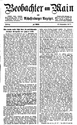 Beobachter am Main und Aschaffenburger Anzeiger Freitag 12. September 1873