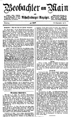 Beobachter am Main und Aschaffenburger Anzeiger Sonntag 14. September 1873