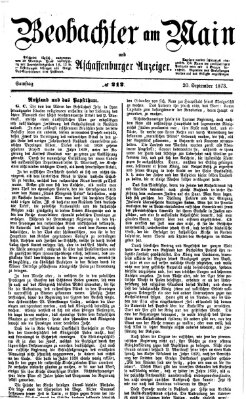 Beobachter am Main und Aschaffenburger Anzeiger Samstag 20. September 1873