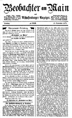 Beobachter am Main und Aschaffenburger Anzeiger Sonntag 21. September 1873