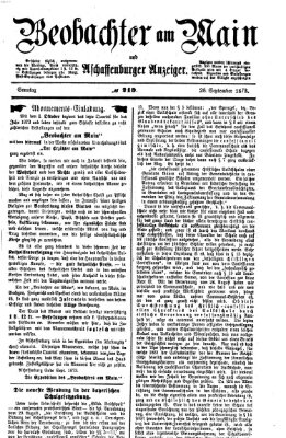 Beobachter am Main und Aschaffenburger Anzeiger Sonntag 28. September 1873