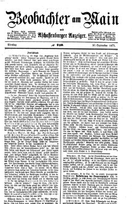 Beobachter am Main und Aschaffenburger Anzeiger Dienstag 30. September 1873