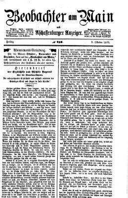 Beobachter am Main und Aschaffenburger Anzeiger Freitag 3. Oktober 1873