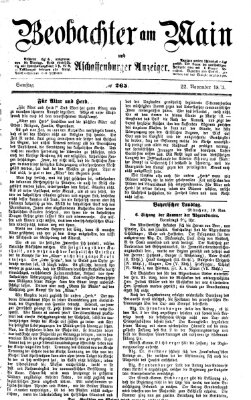 Beobachter am Main und Aschaffenburger Anzeiger Samstag 22. November 1873