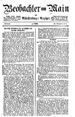 Beobachter am Main und Aschaffenburger Anzeiger Mittwoch 26. November 1873