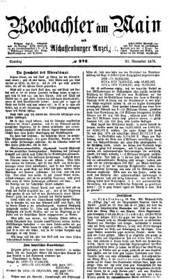 Beobachter am Main und Aschaffenburger Anzeiger Sonntag 30. November 1873