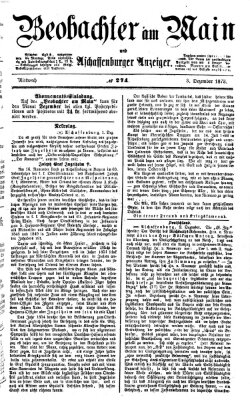 Beobachter am Main und Aschaffenburger Anzeiger Mittwoch 3. Dezember 1873