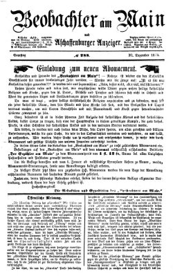 Beobachter am Main und Aschaffenburger Anzeiger Samstag 20. Dezember 1873