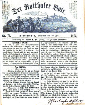 Rottaler Bote Mittwoch 10. Juli 1872