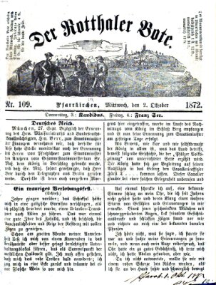 Rottaler Bote Mittwoch 2. Oktober 1872