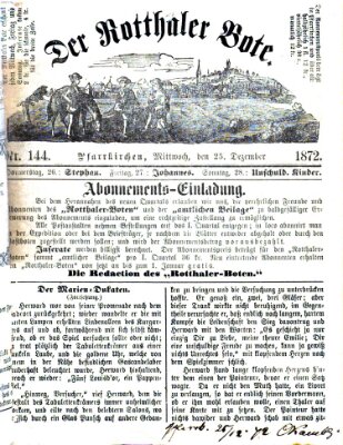 Rottaler Bote Mittwoch 25. Dezember 1872