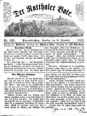 Rottaler Bote Sonntag 22. Dezember 1872