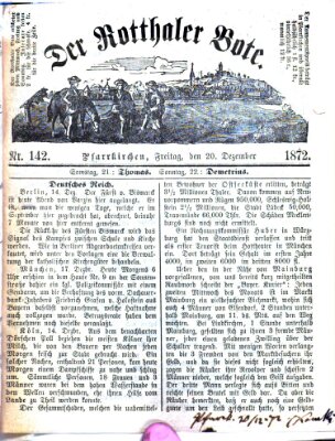 Rottaler Bote Freitag 20. Dezember 1872