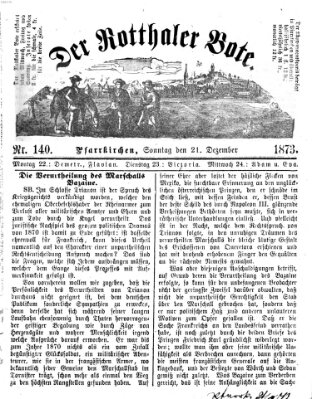 Rottaler Bote Sonntag 21. Dezember 1873