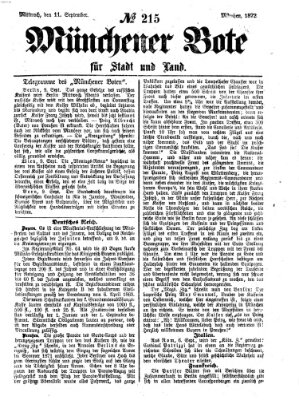 Münchener Bote für Stadt und Land Mittwoch 11. September 1872