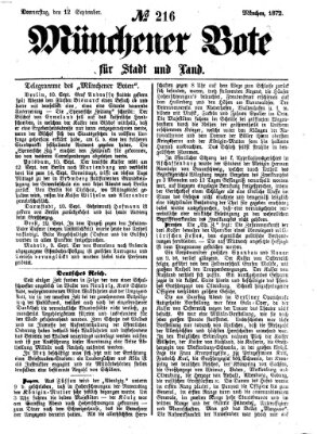 Münchener Bote für Stadt und Land Donnerstag 12. September 1872