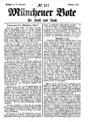 Münchener Bote für Stadt und Land Freitag 13. September 1872