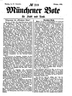 Münchener Bote für Stadt und Land Sonntag 15. September 1872