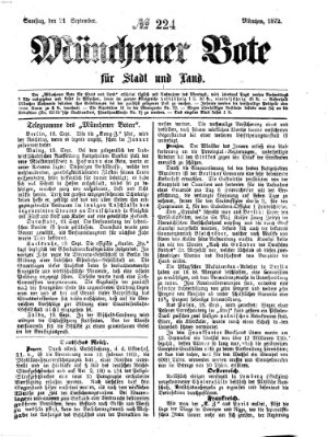 Münchener Bote für Stadt und Land Samstag 21. September 1872