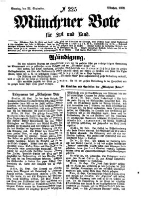 Münchener Bote für Stadt und Land Sonntag 22. September 1872