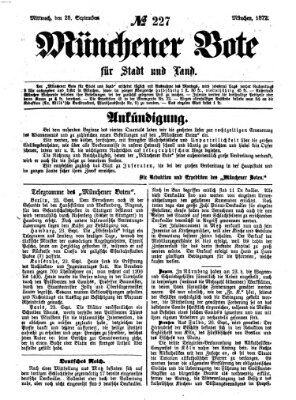 Münchener Bote für Stadt und Land Mittwoch 25. September 1872