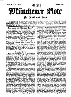 Münchener Bote für Stadt und Land Mittwoch 2. Oktober 1872