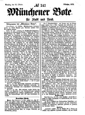 Münchener Bote für Stadt und Land Samstag 12. Oktober 1872