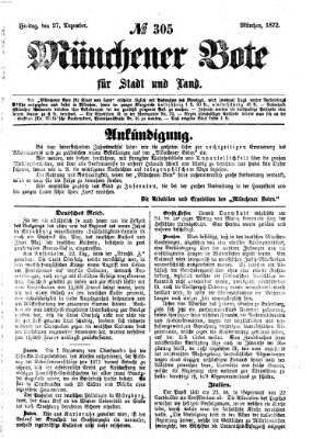 Münchener Bote für Stadt und Land Freitag 27. Dezember 1872