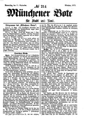 Münchener Bote für Stadt und Land Donnerstag 11. September 1873