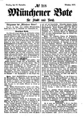 Münchener Bote für Stadt und Land Dienstag 16. September 1873