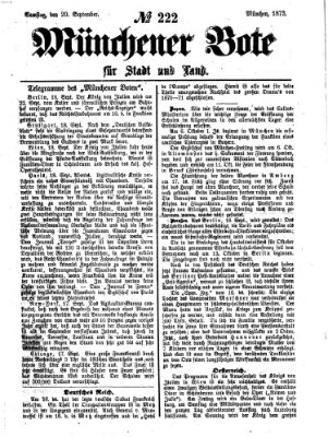 Münchener Bote für Stadt und Land Samstag 20. September 1873