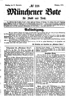 Münchener Bote für Stadt und Land Samstag 27. September 1873