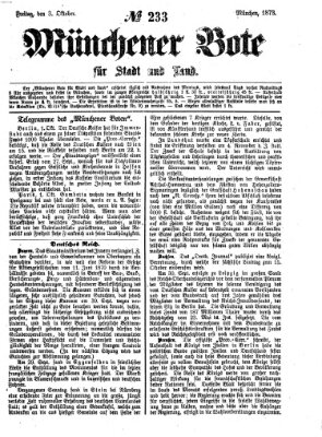 Münchener Bote für Stadt und Land Freitag 3. Oktober 1873