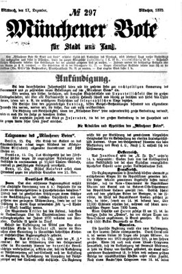 Münchener Bote für Stadt und Land Mittwoch 17. Dezember 1873