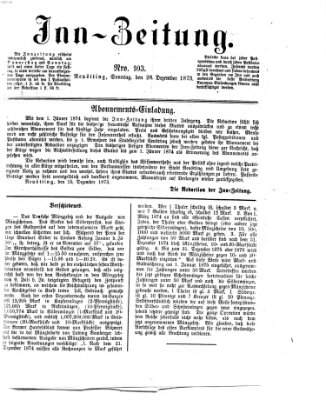 Inn-Zeitung Sonntag 28. Dezember 1873