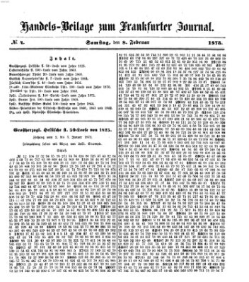 Frankfurter Journal. Handels-Beilage zum Frankfurter Journal (Frankfurter Journal) Samstag 8. Februar 1873