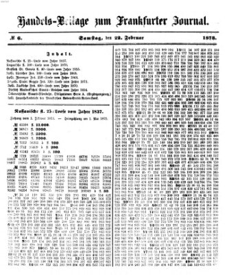 Frankfurter Journal. Handels-Beilage zum Frankfurter Journal (Frankfurter Journal) Samstag 22. Februar 1873