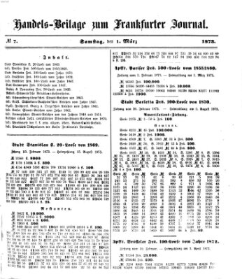Frankfurter Journal. Handels-Beilage zum Frankfurter Journal (Frankfurter Journal) Samstag 1. März 1873